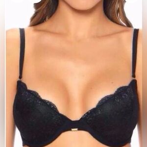 BeMe New York Sexy  Black Lace Demi (Lightly  Padded) Underwire Bra   34C    NWT